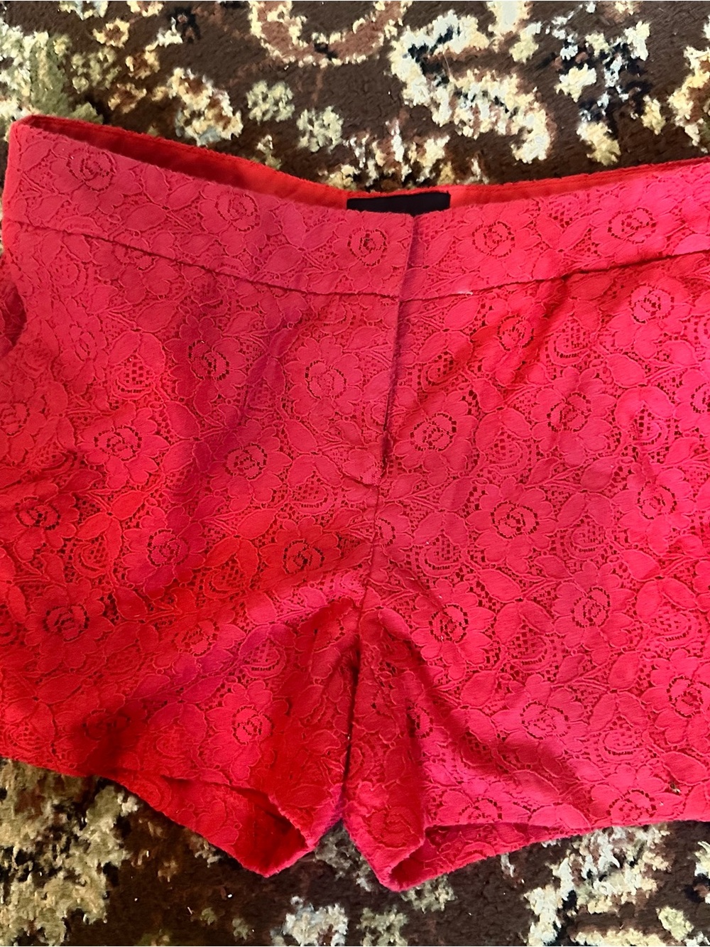 Cynthia Rowley Red Lace High-Waist Shorts